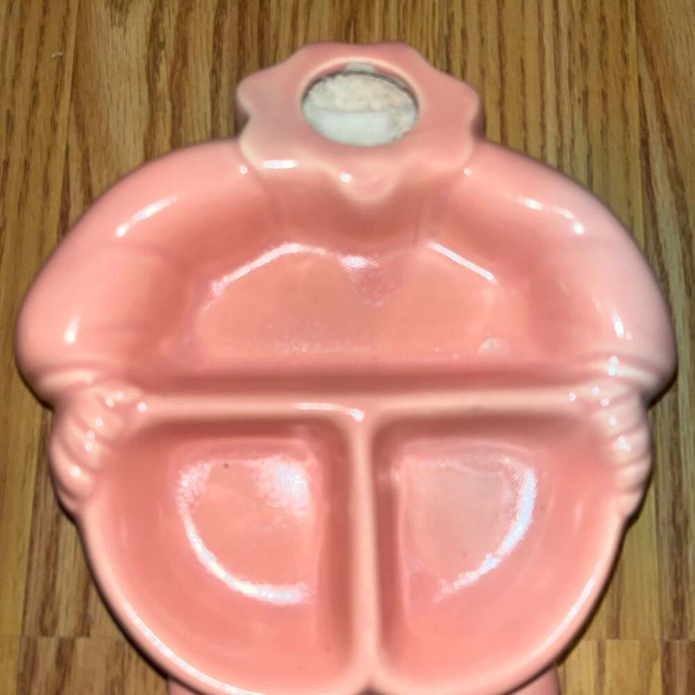 1950s Hankscraft Donald Duck Mid Century Baby Feeding Warming 3 Section Dish